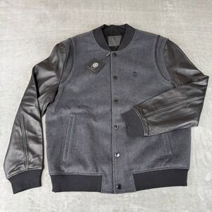 Cadogan Sabin Varsity Jacket Mens Large Black Napa Lambskin Leather New NWT